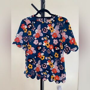 Victoria Beckham for Target Blue Boxy Short Sleeve Blouse